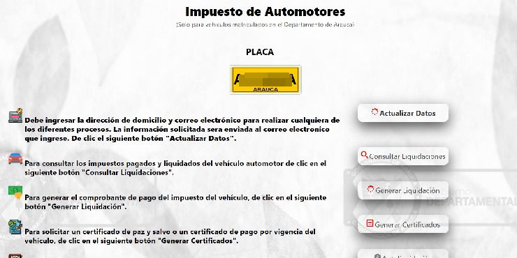 impuesto vehicular en Arauca