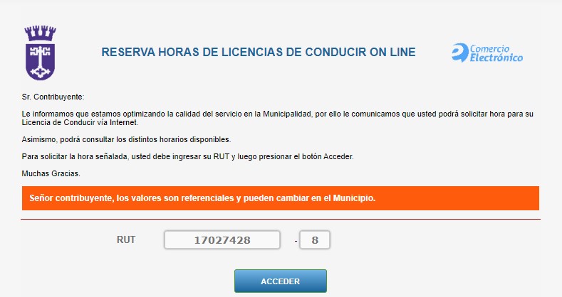 Portal reserva de hora Estación Central