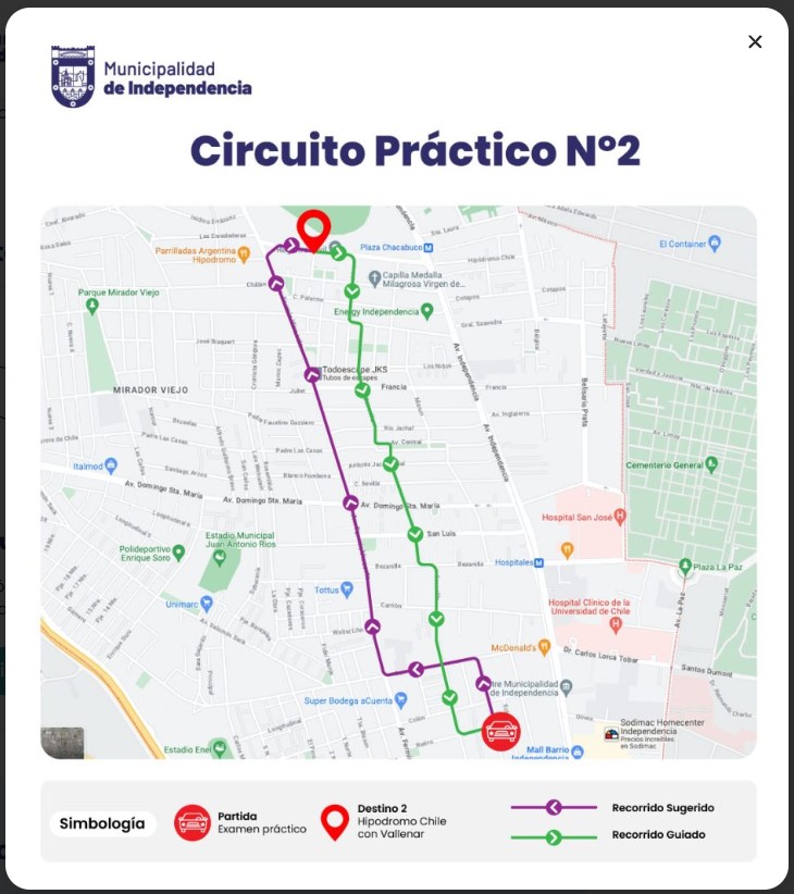 circuito de manejo licencia en Independencia