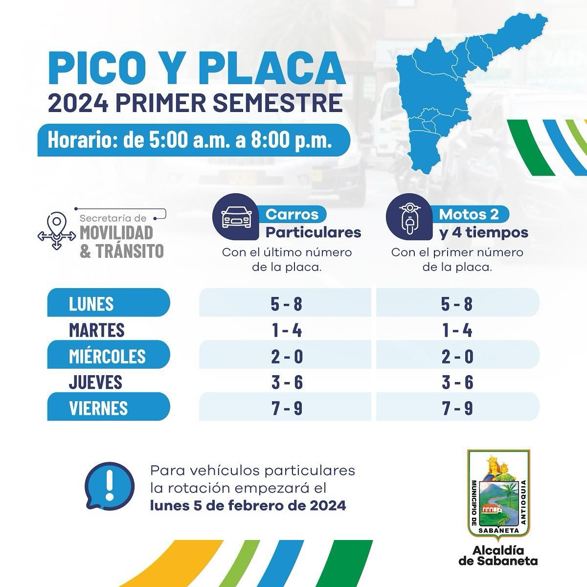 pico y placa en sabaneta 2024