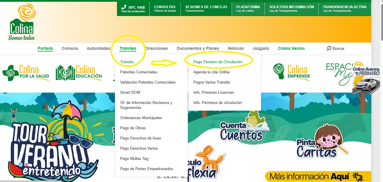 Permiso de circulación en Colina