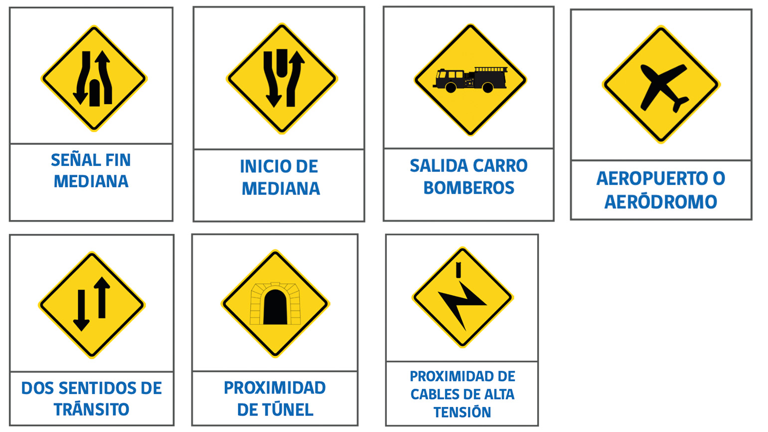 señales verticales de transito de advertencia de peligro