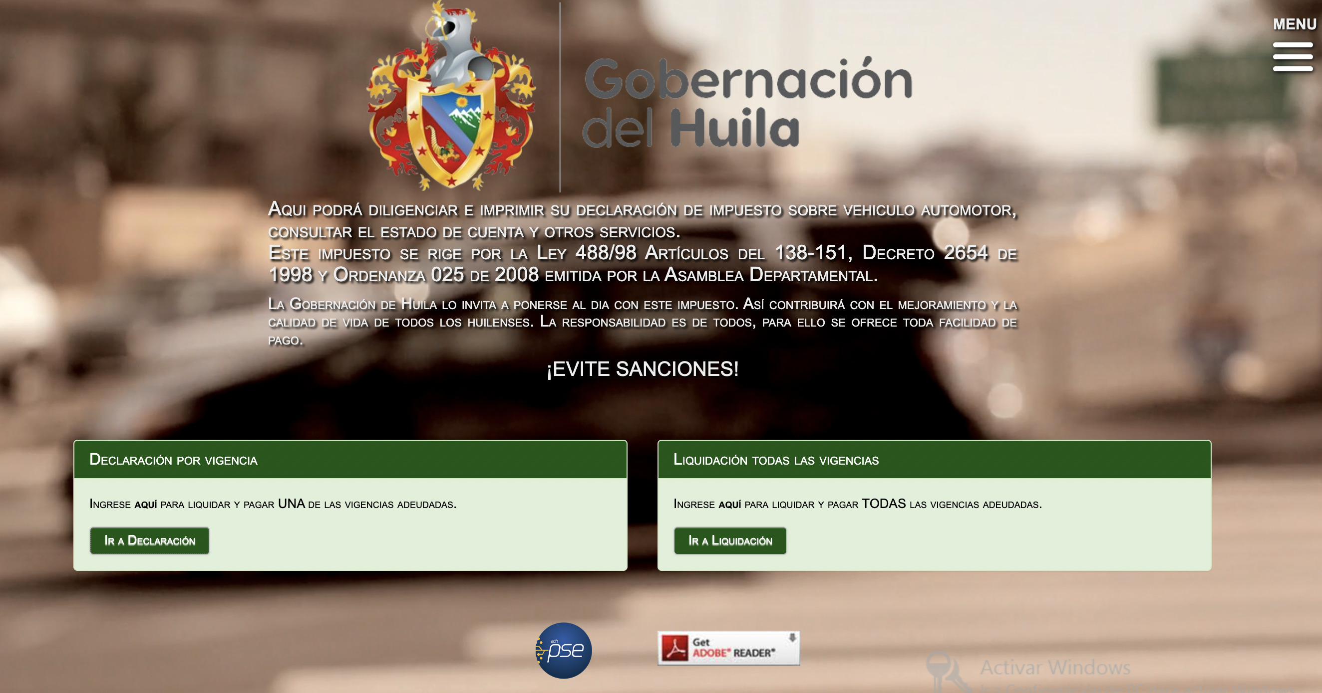 impuesto vehicular en huila