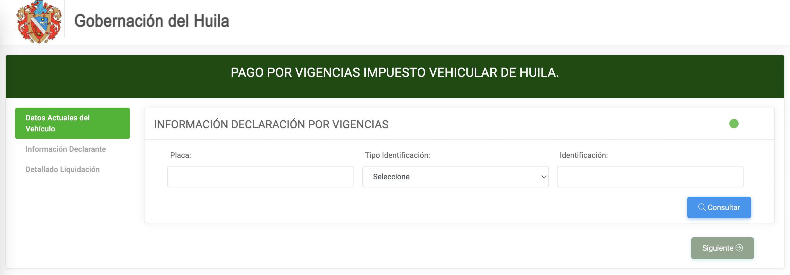 impuesto vehicular en huila