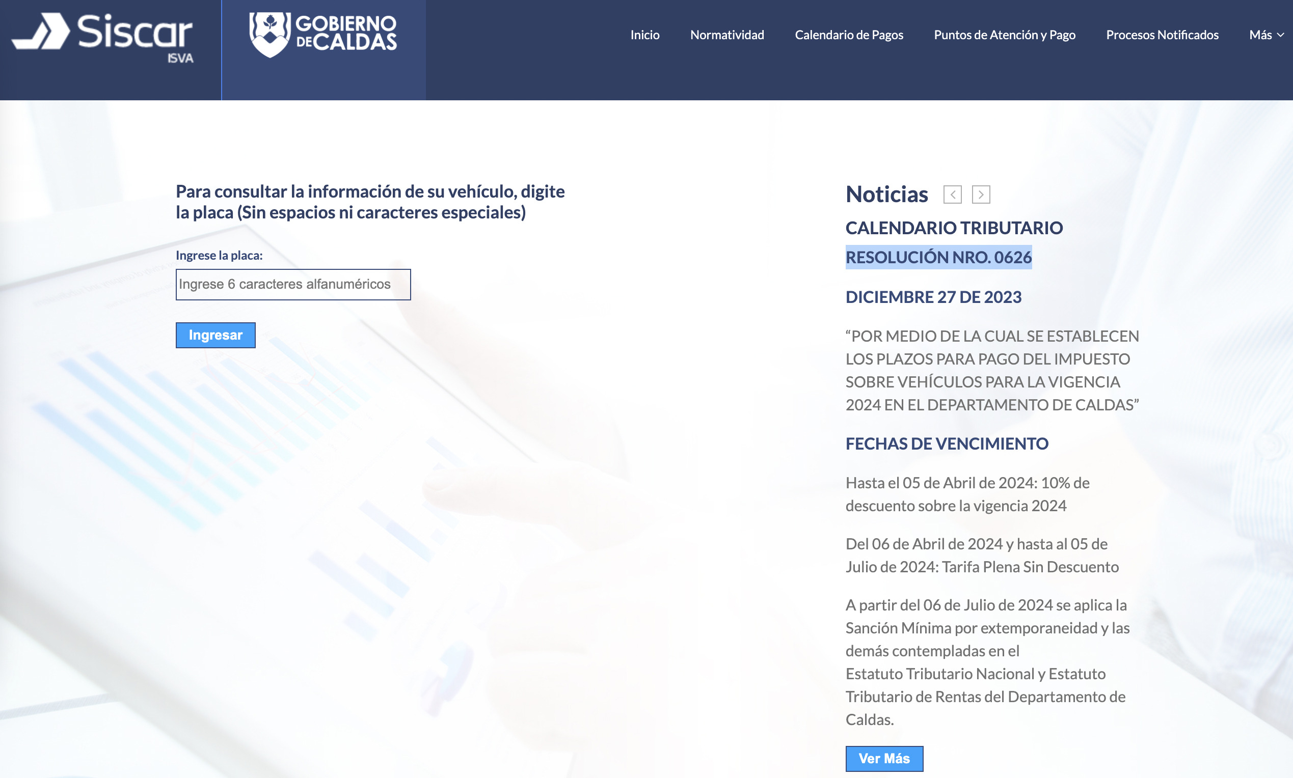 impuesto vehicular caldas 2024