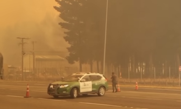 Incendio en autopistas en Chile