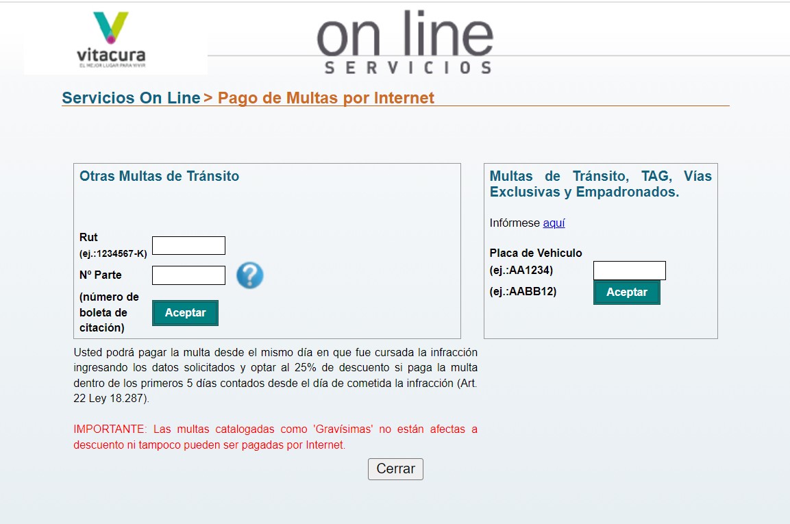 Multas de tránsito en Vitacura