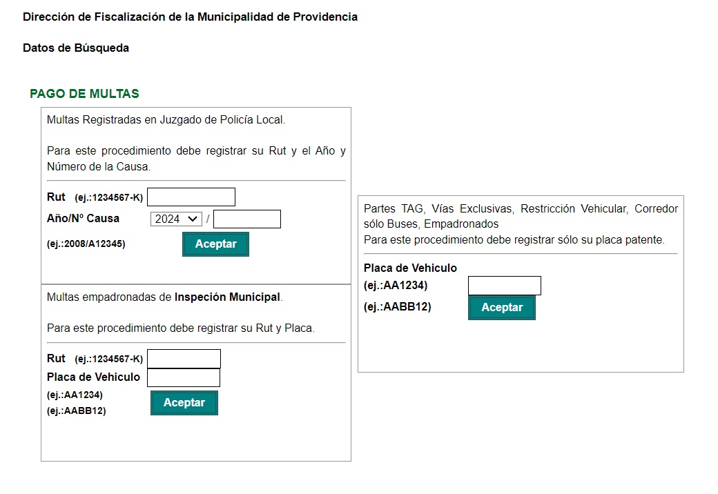 Pago de multas online en Providencia