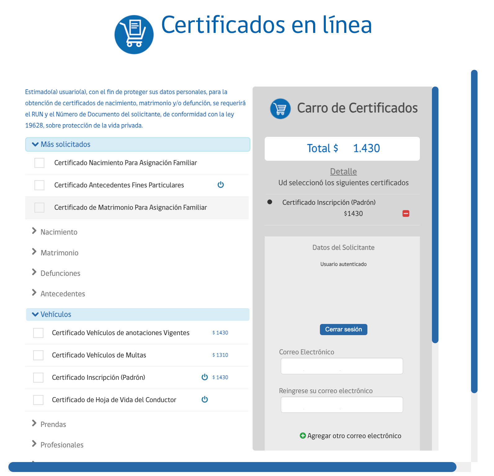 Dígito verificador de la patente: padron en el registro civil