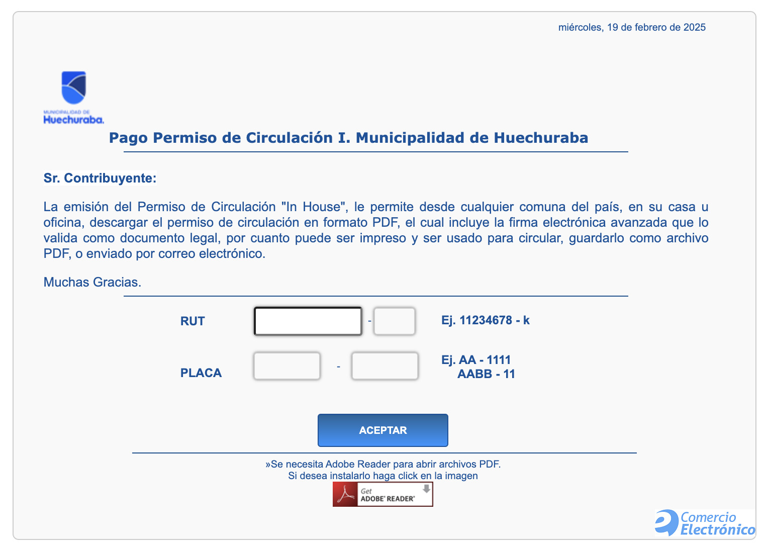 pagar online el permiso de circulación en Huechuraba