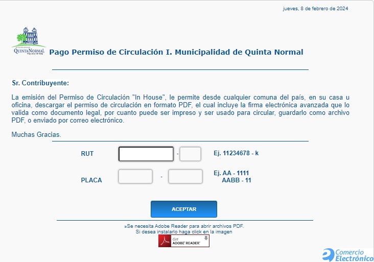 Permiso de circulación online Quinta Normal