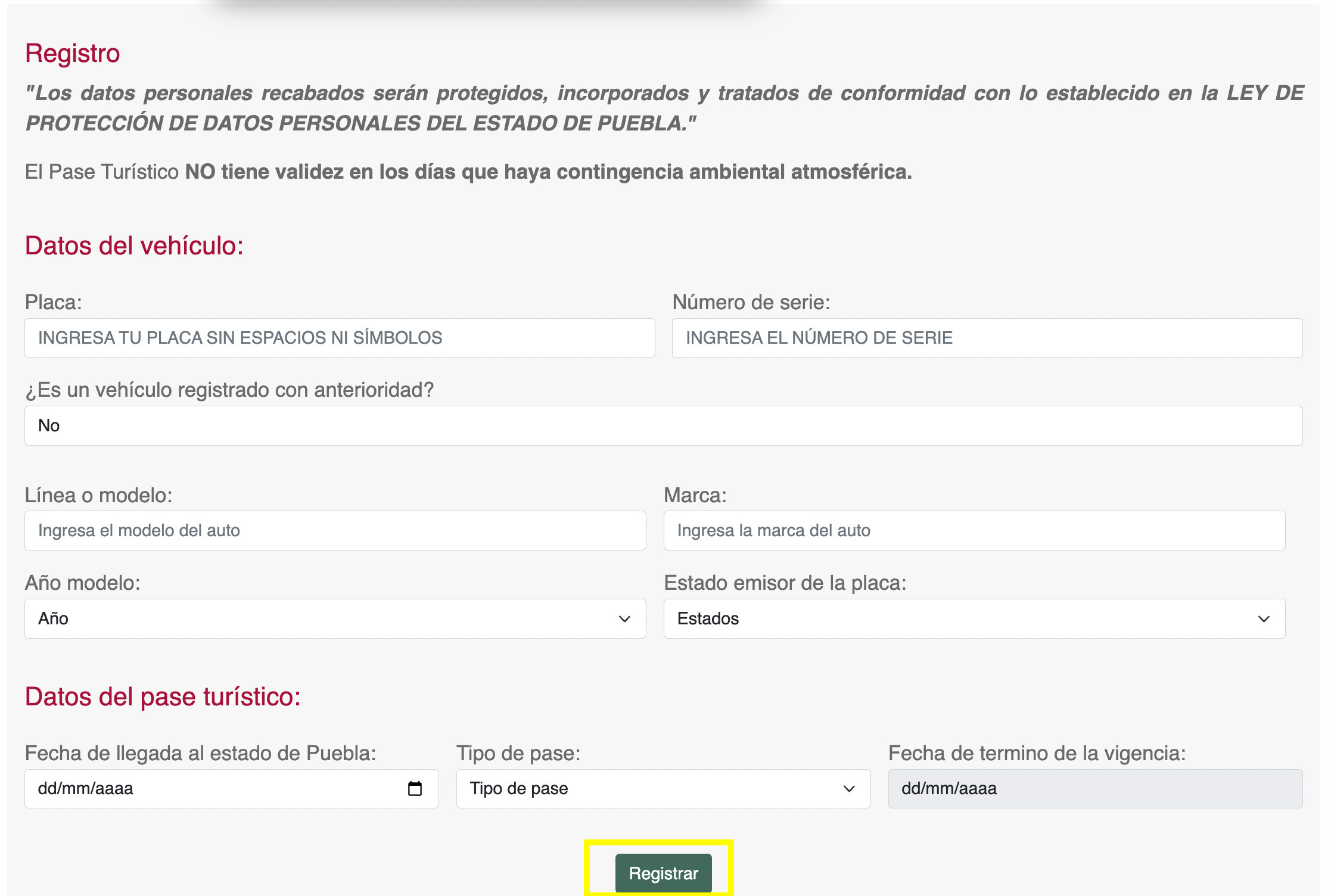 Tramitar el pase turístico en Puebla