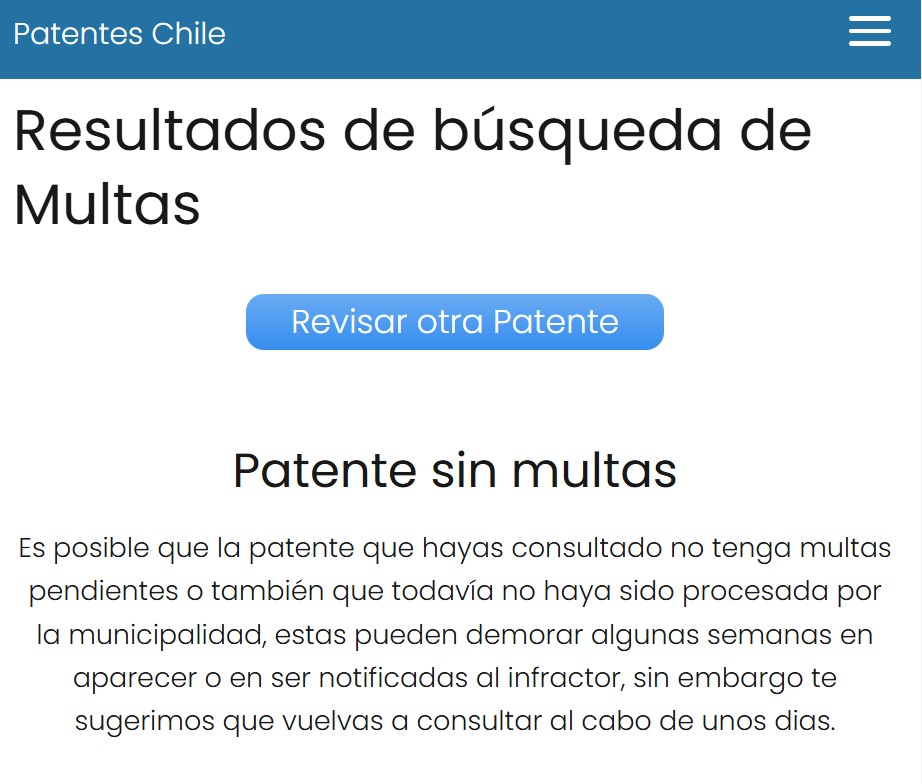 patentes Chile reporte sin multas