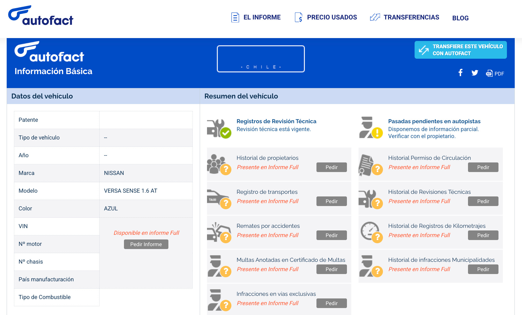 Revisar una patente en Autofact: informe gratis