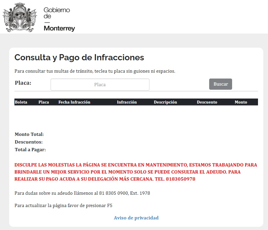 Multa por velocidad en Monterrey