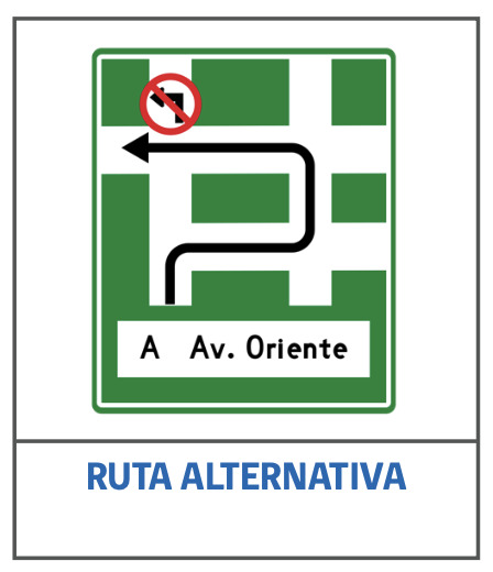Señales informativas de tránsito: ruta alternativa