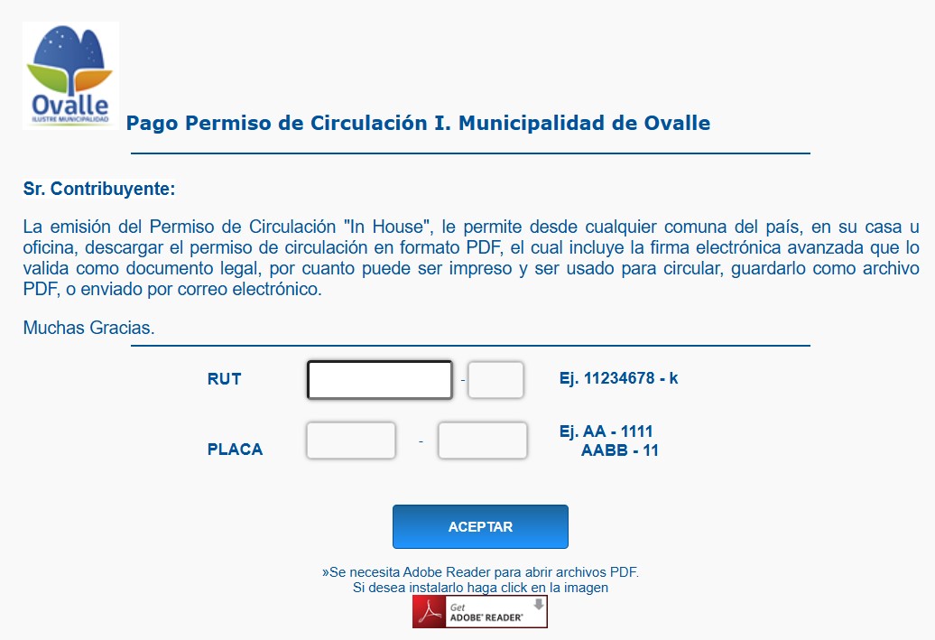 portal de pago permiso en Ovalle 2025