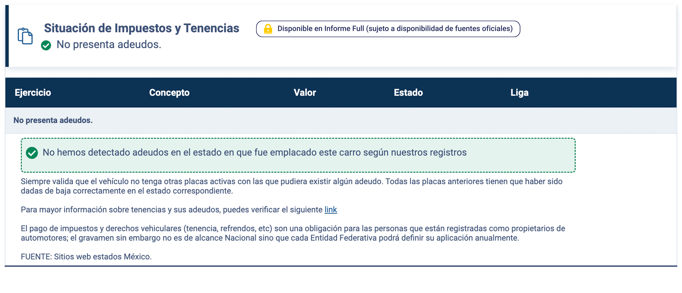 constancia de no adeudo de tenencia informe ejemplo de autofact
