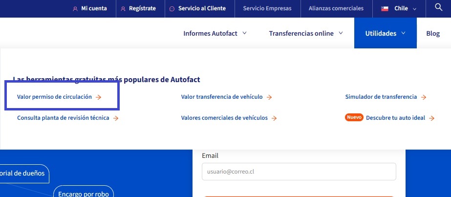 Saber valor permiso de circulación con Autofact