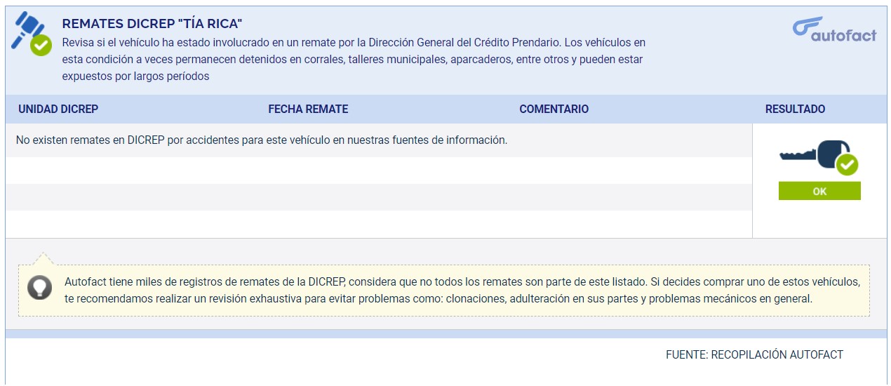 Remates DICREP de autos