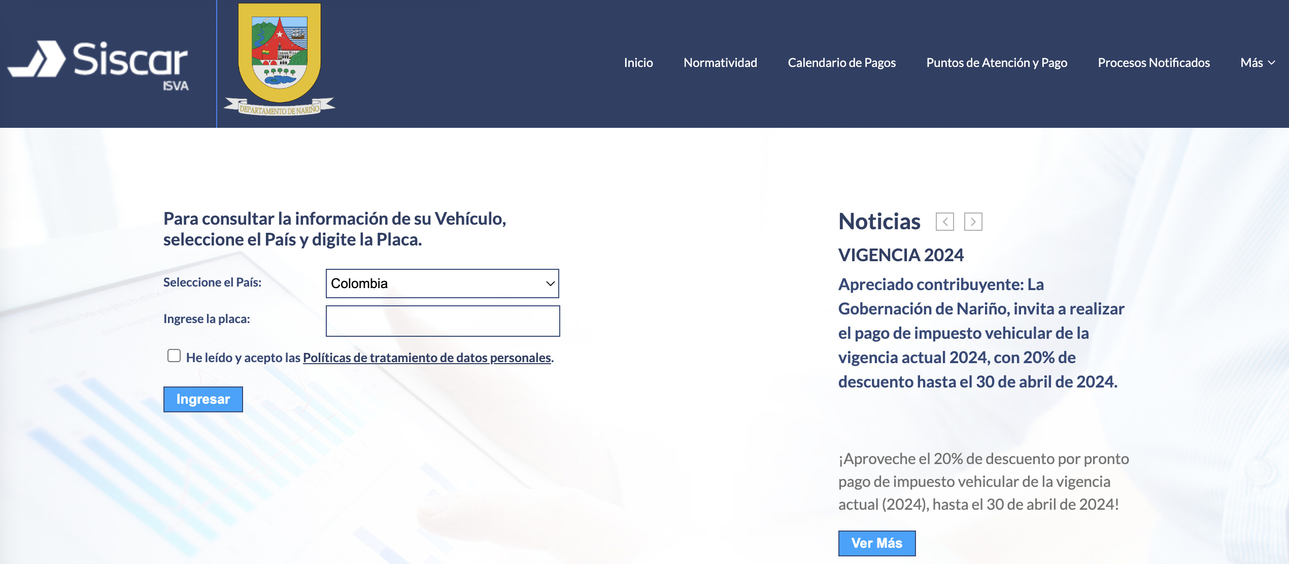 impuesto vehicular narino 2024