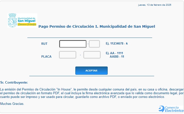 Permiso de circulación en San Miguel 2025