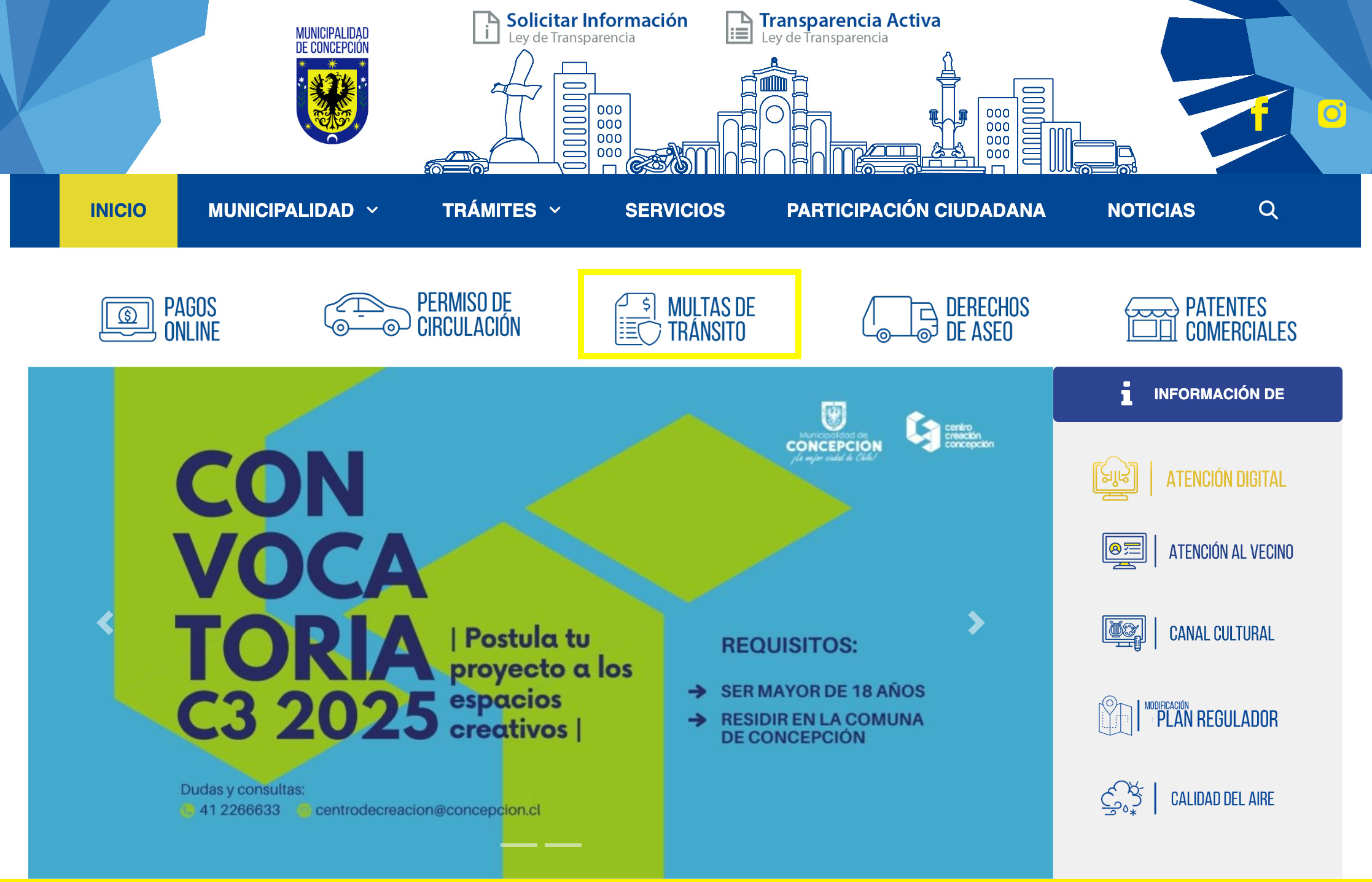 Multas por vías exclusivas en Concepción pagar online