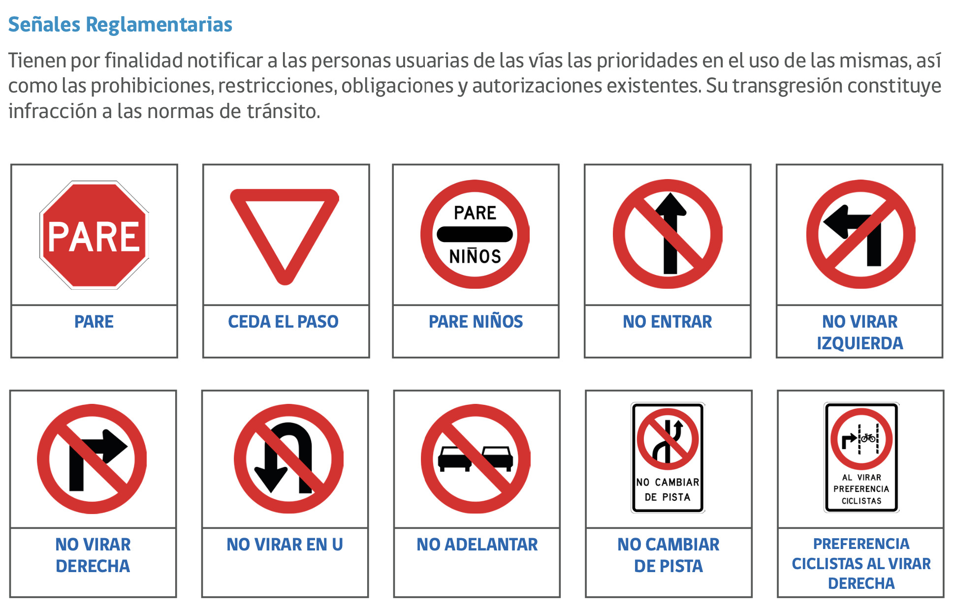 Señales de tránsito reglamentarias