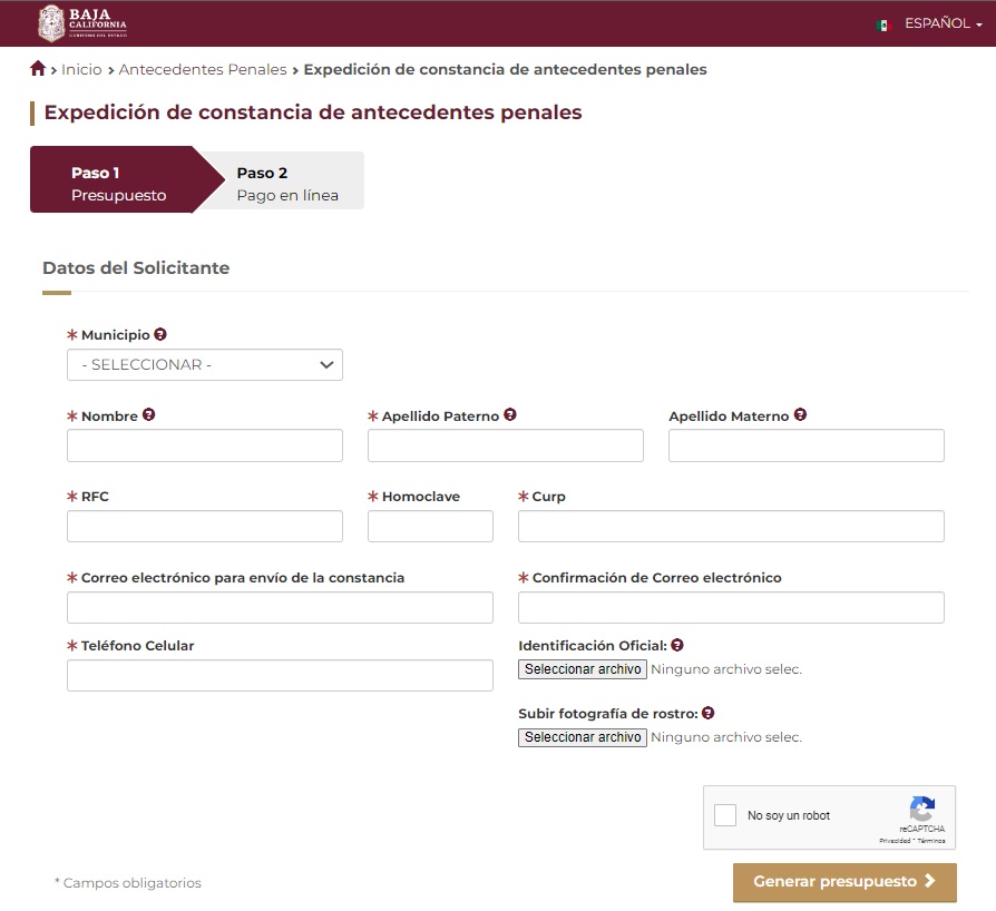 constancia de no antecedentes penales baja california