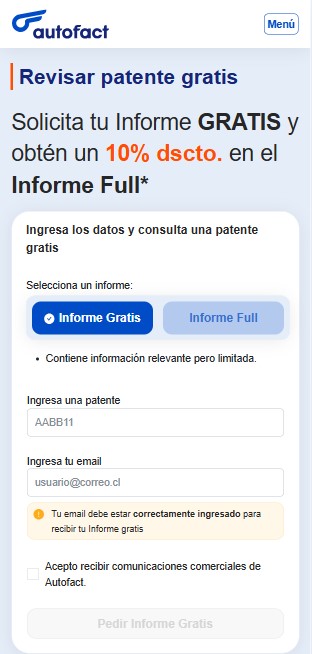 informe gratis AUTOFACT