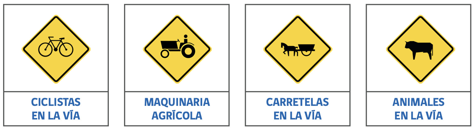 señales verticales de transito de advertencia de peligro