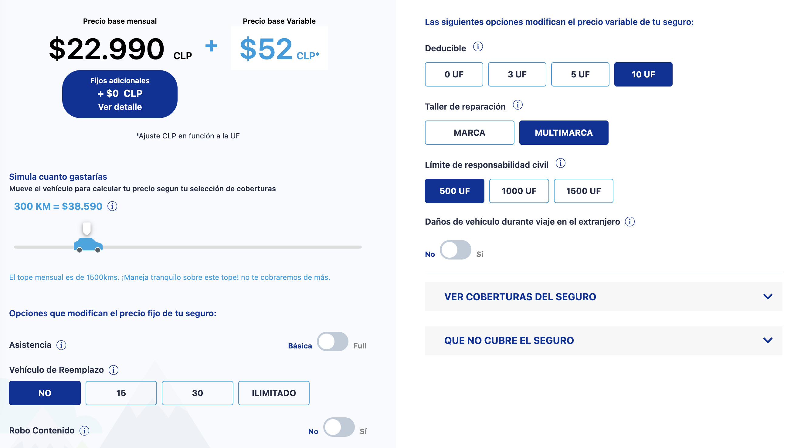  Seguro por kilómetro: zurich