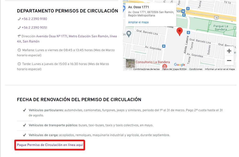 Pagar el permiso de circulación en San Ramón