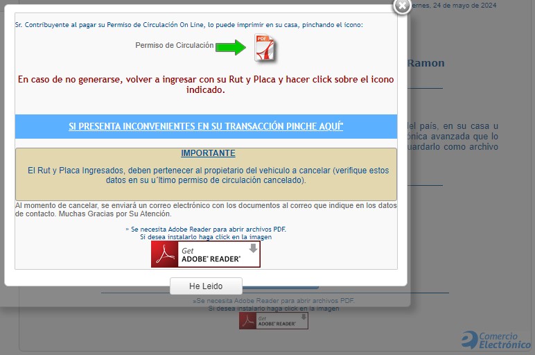Pagar el permiso de circulación en San Ramón