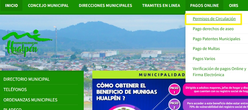 Botón de pago permiso de circulación en Hualpén