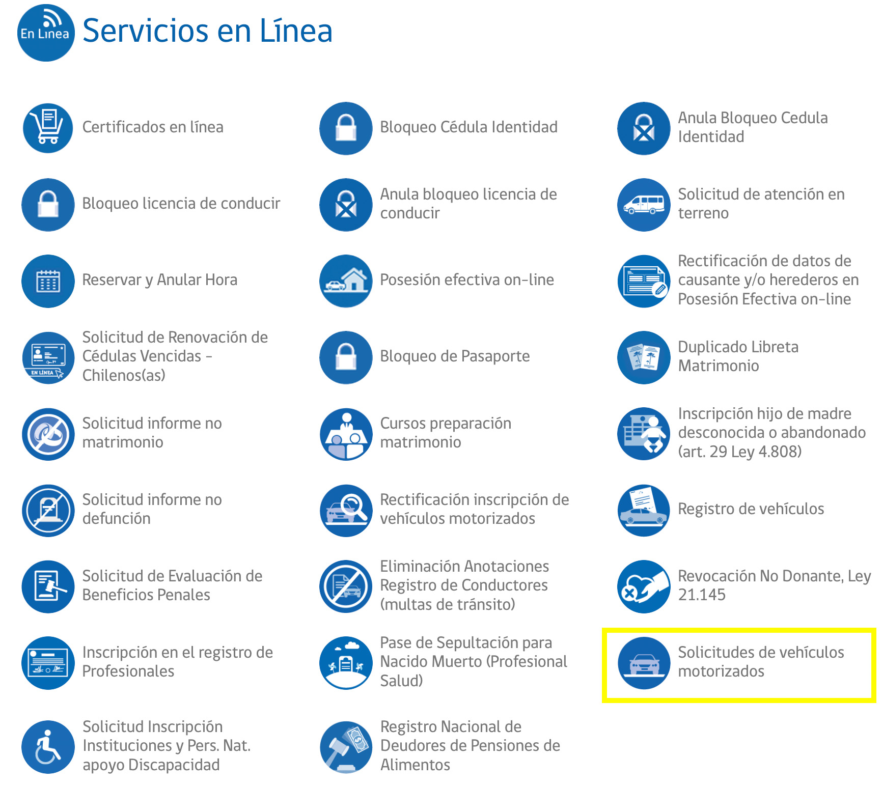 servicio en linea registro civil