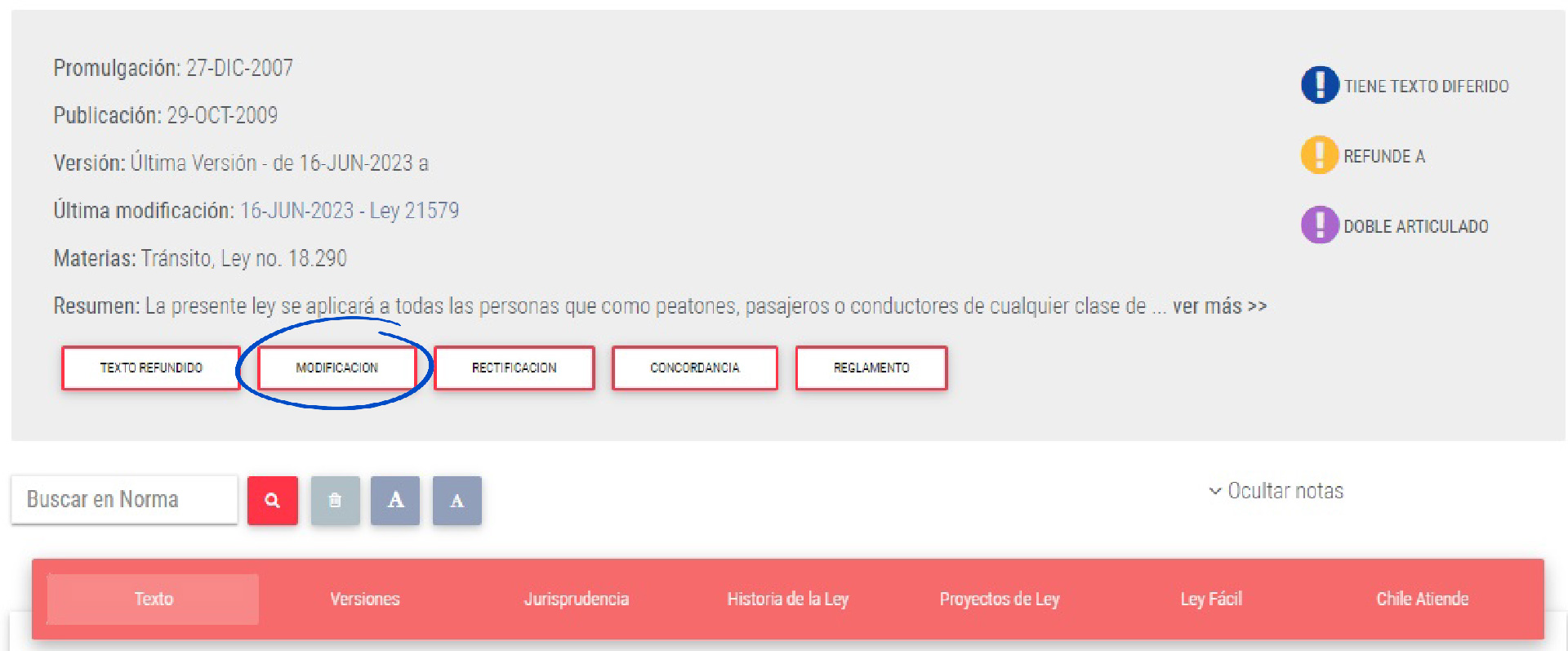 Modificación de Ley
