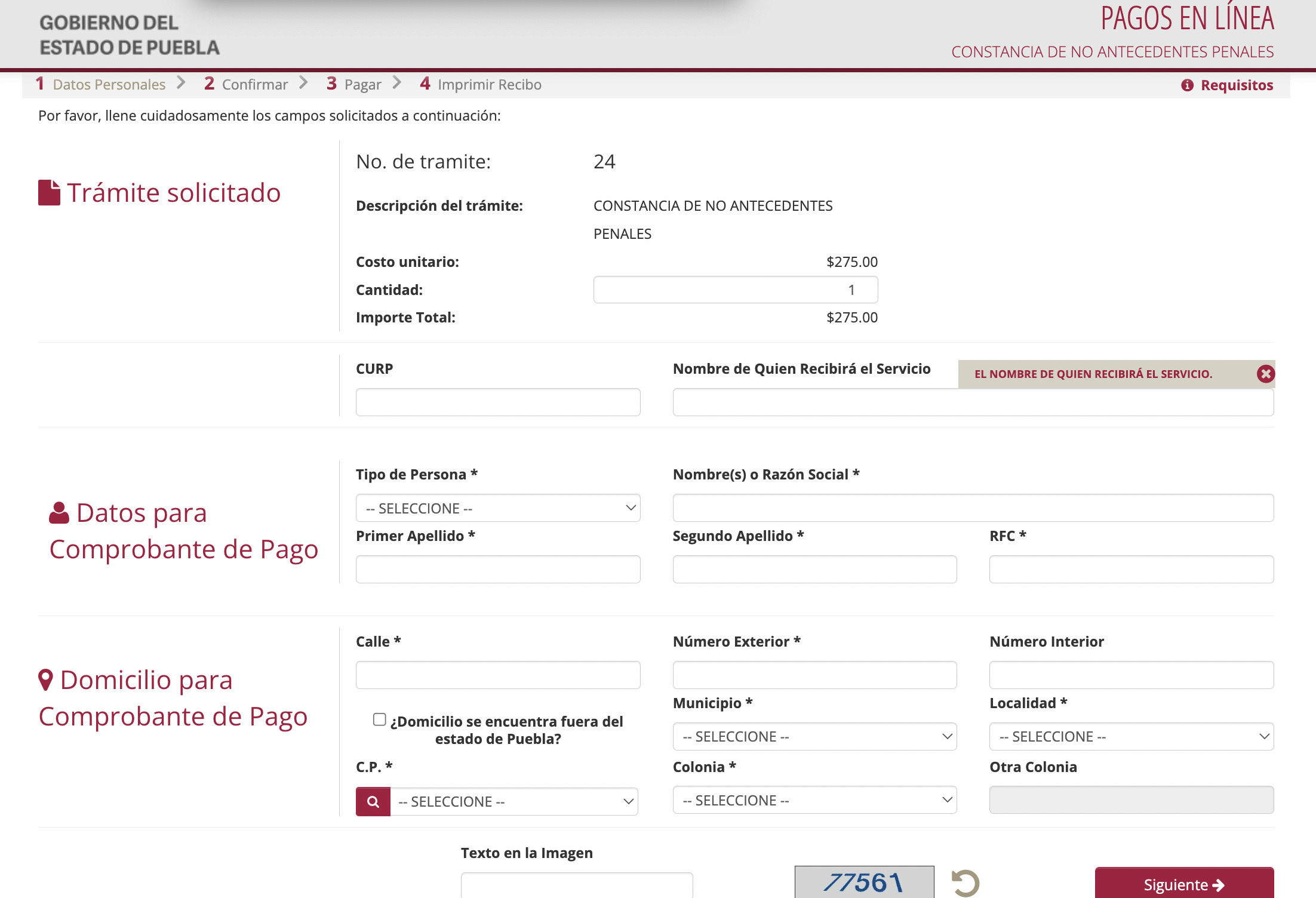 No antecedentes penales en Puebla