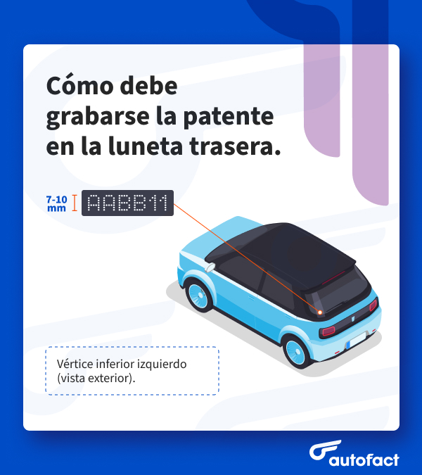 Cómo grabar la patente en la luneta trasera del vehículo: Ley 21.601