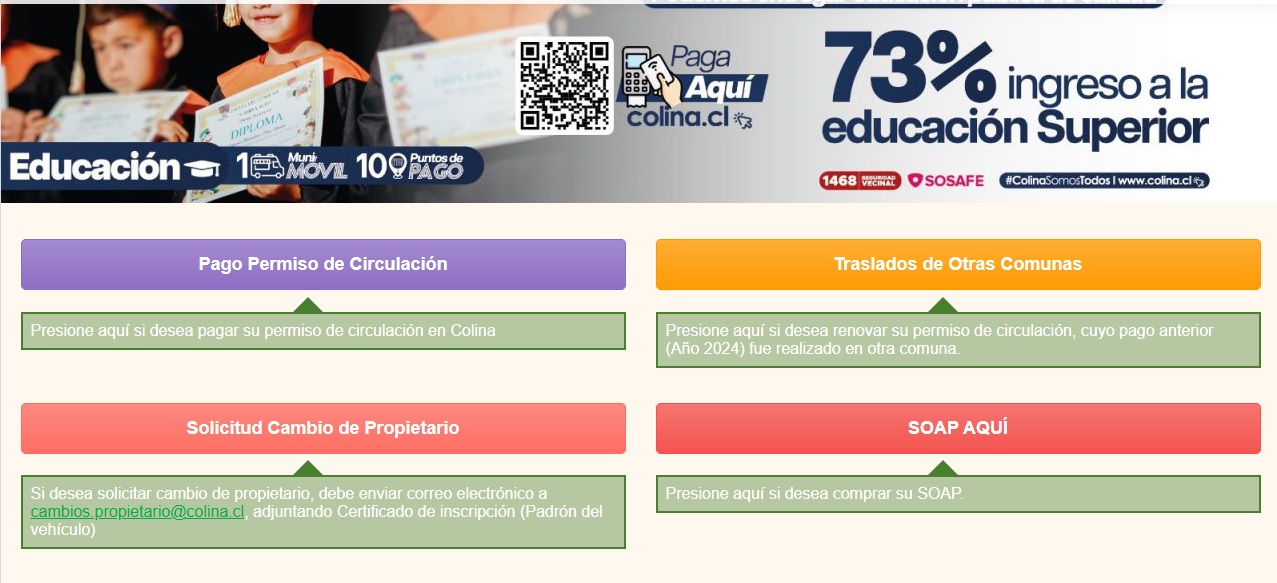 Permiso de circulación en Colina