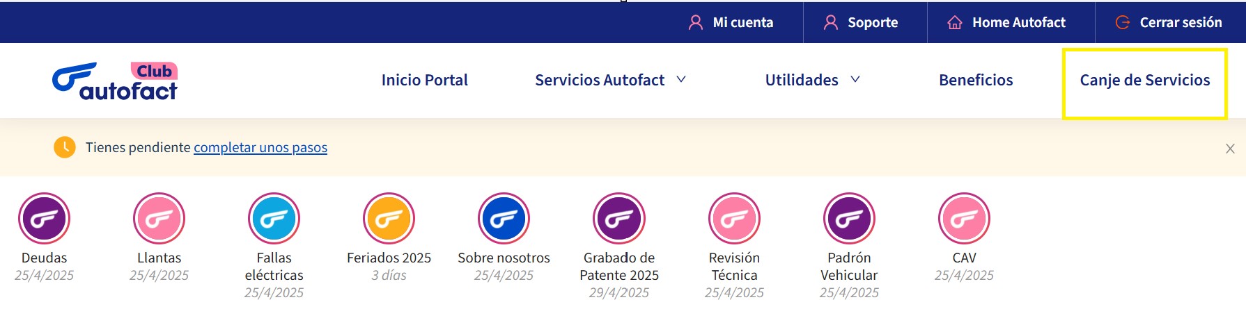Canje de servicios: Informe y transferencia