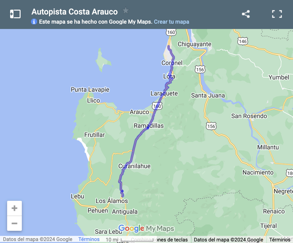 tramo autopista costa arauco
