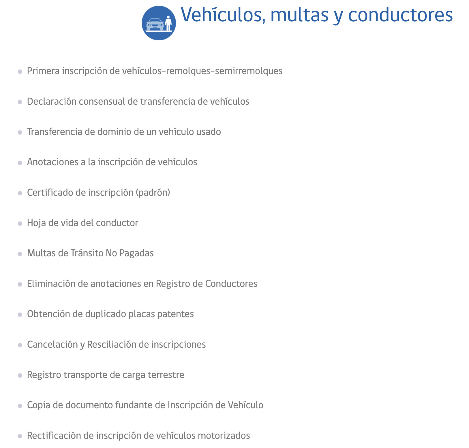 tramites vehiculares en el registro civil
