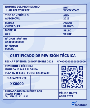 Comprar auto con documentos falsos: certificado de revision tecnica