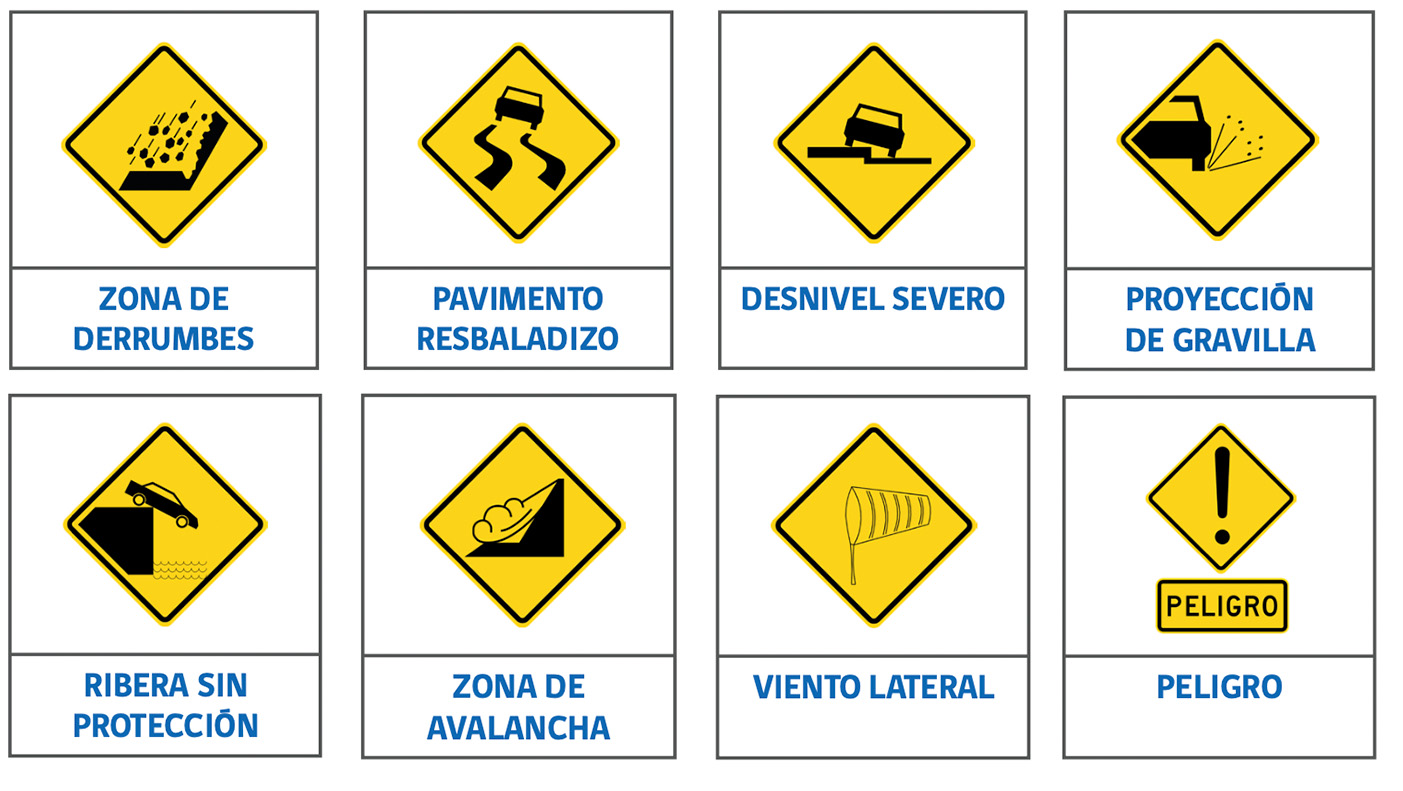 señales verticales de transito de advertencia de peligro