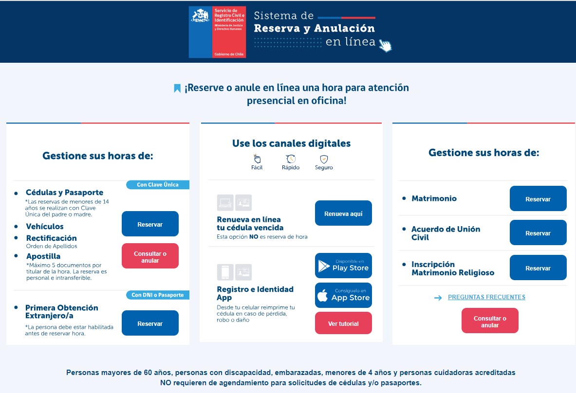 Cómo reservar hora en el Registro Civil