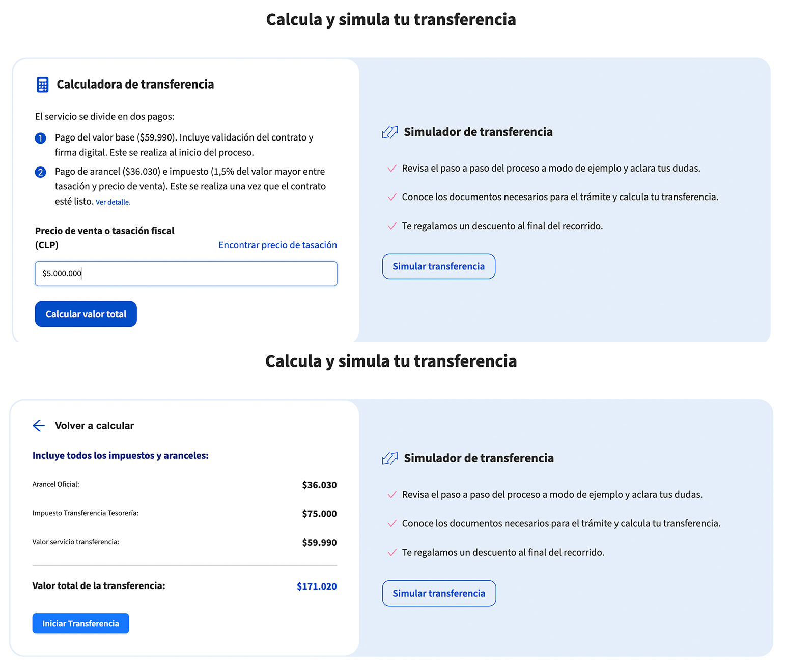 Autos por 5 millones: valor transferencia