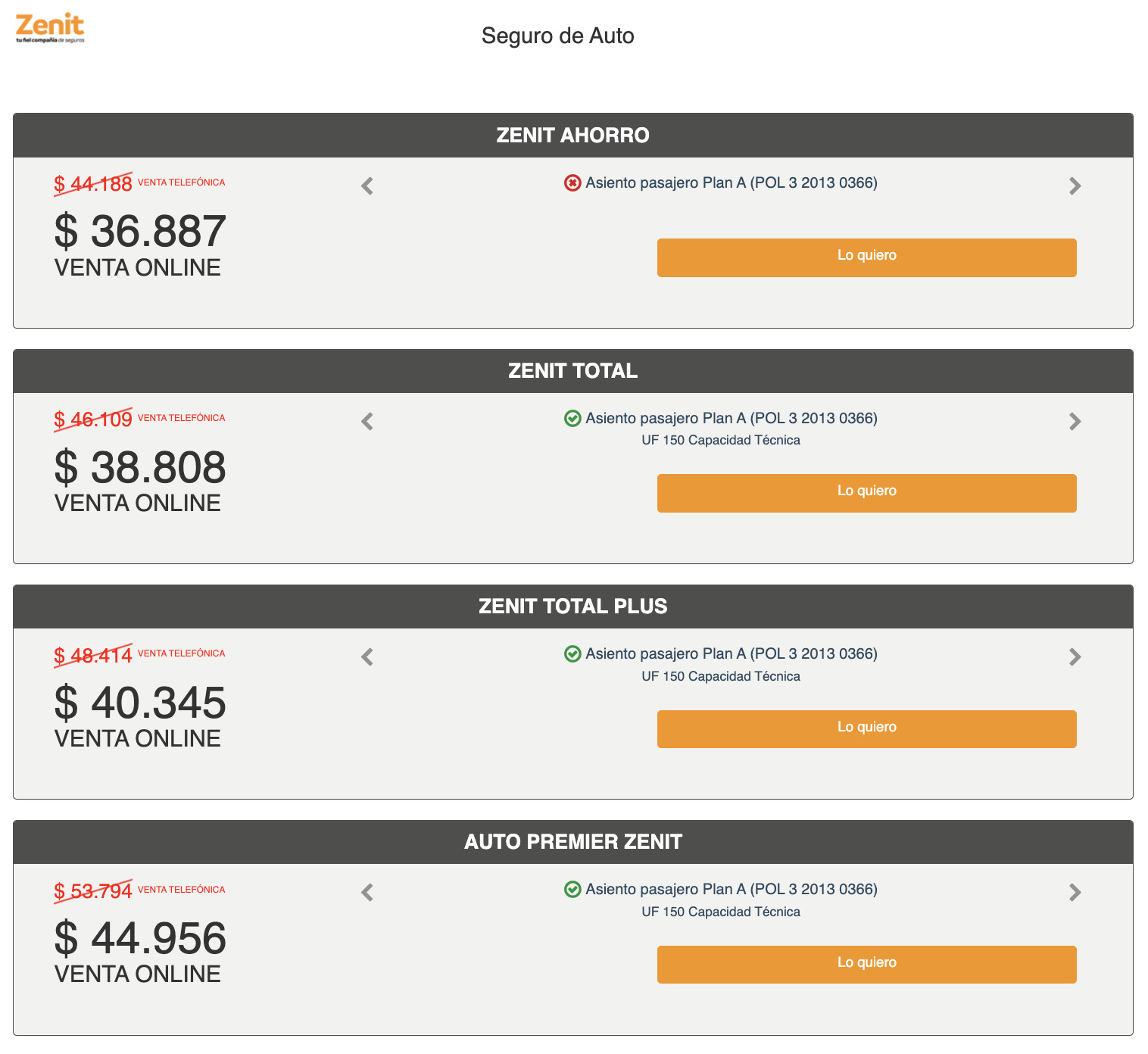 Simulador de seguro automotriz: Cotiza en línea zenit