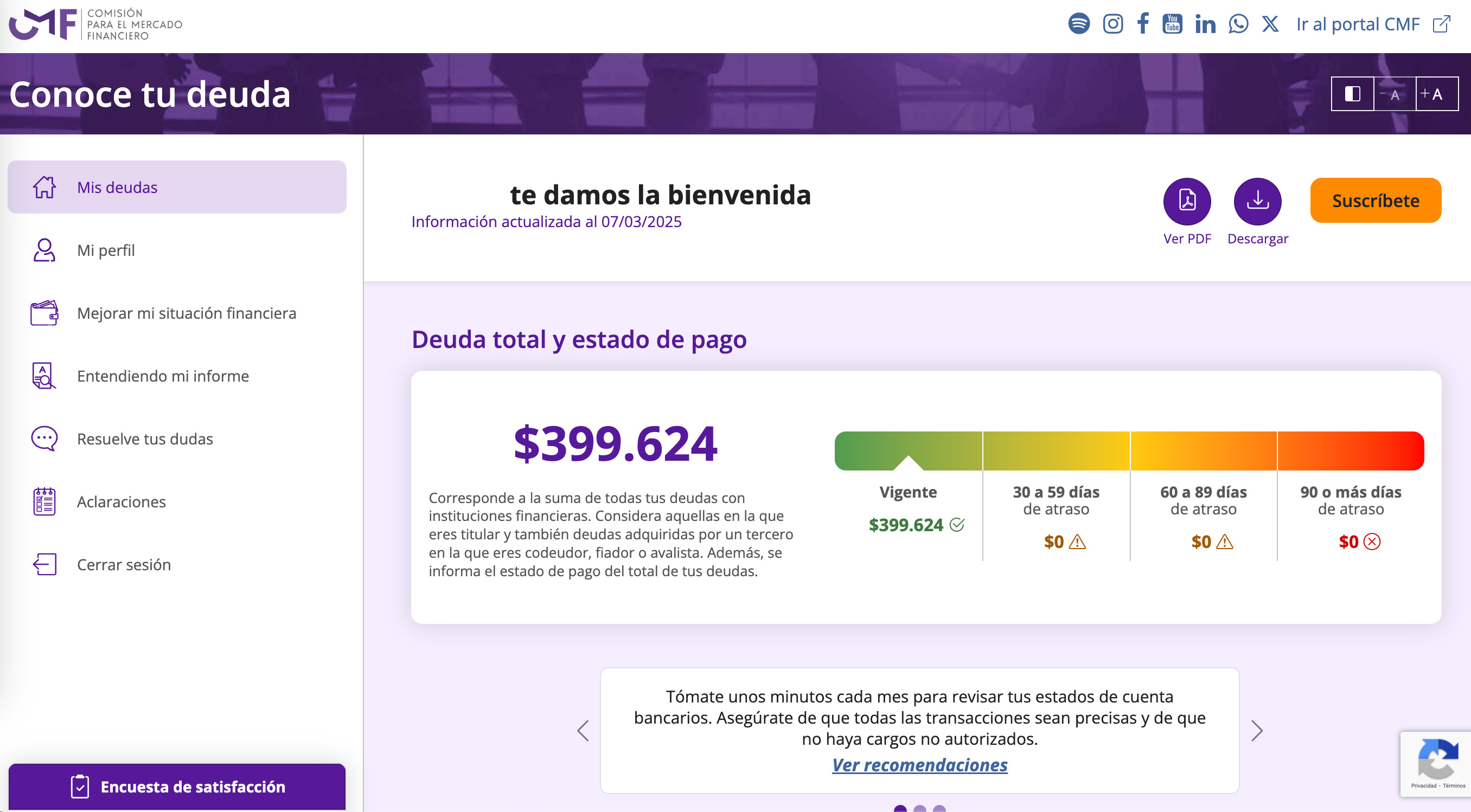 ¿Cómo saber si tengo deudas? cmf