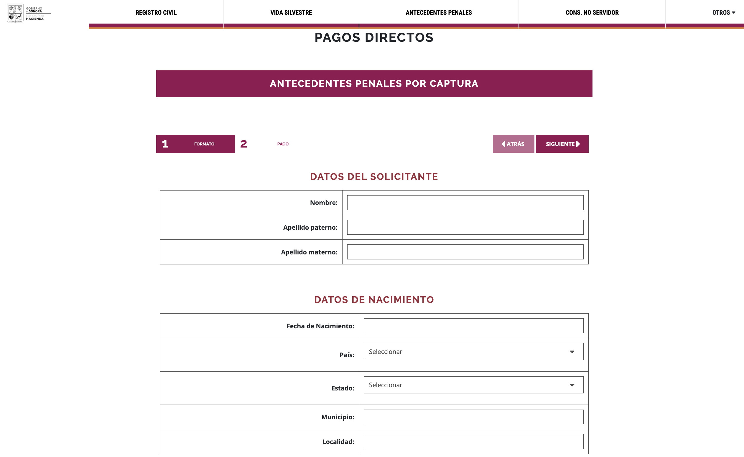 carta de no antecedentes penales en sonora